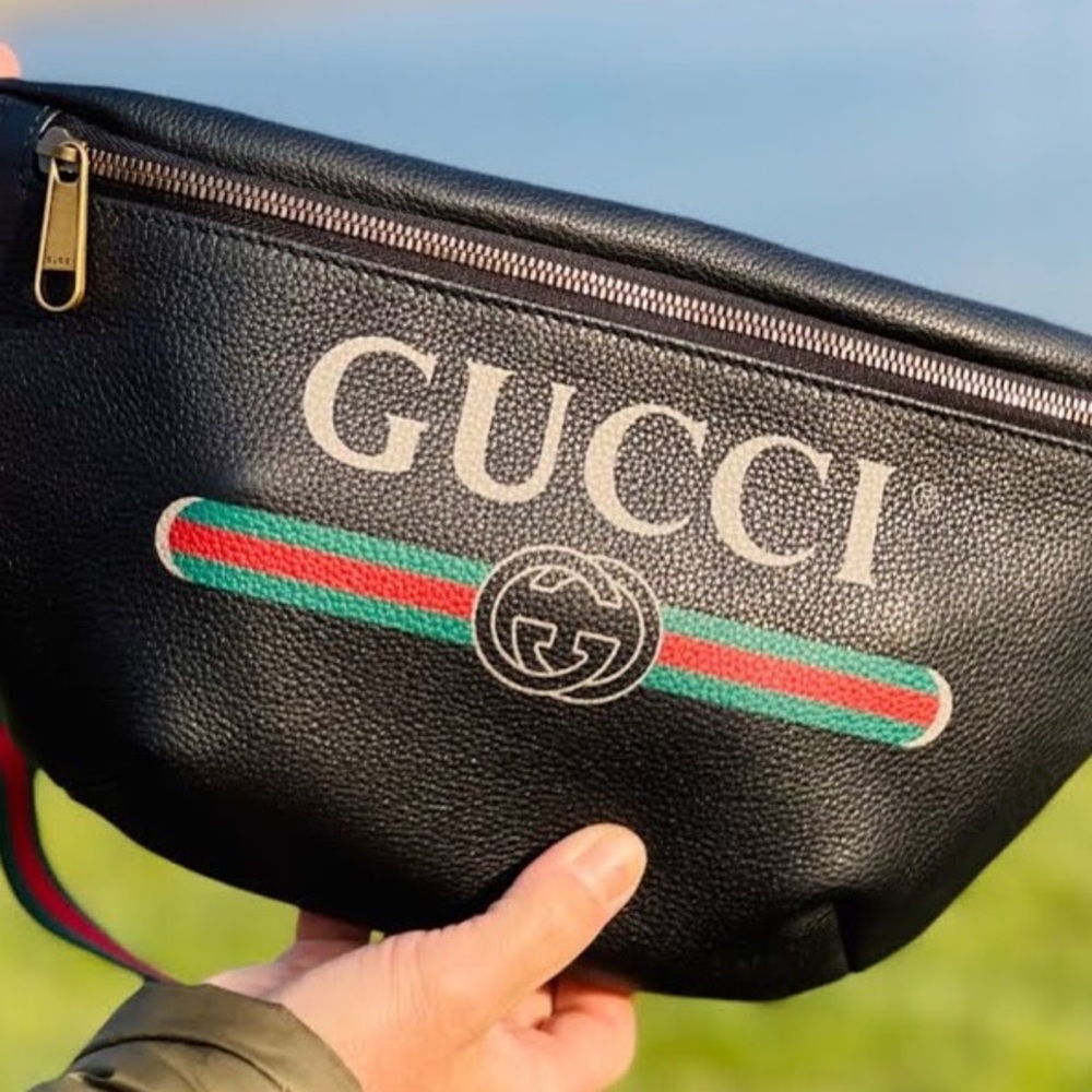✨ POPULAR ✨ GUCCI LOGO WAIST BUMBAG MULTI USE PURSE LEATHER